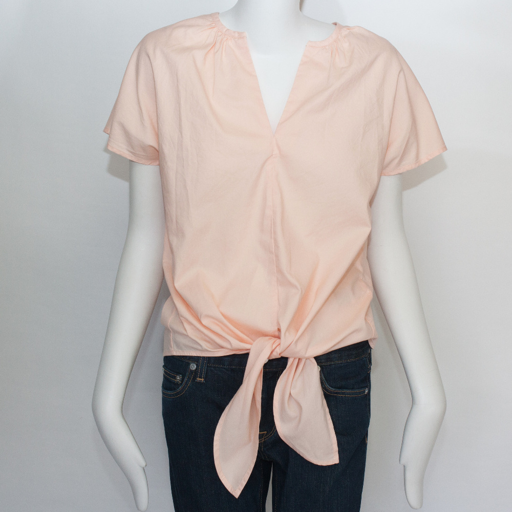 J. Crew Pink Front Tie Top Blouse NWT XXS